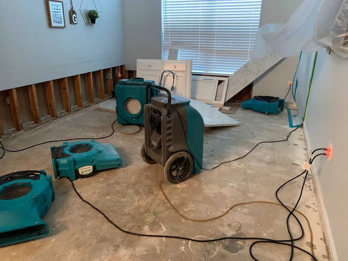 Dehumidifier in flood-cut room for Water Extraction & Removal in Rancho Murieta